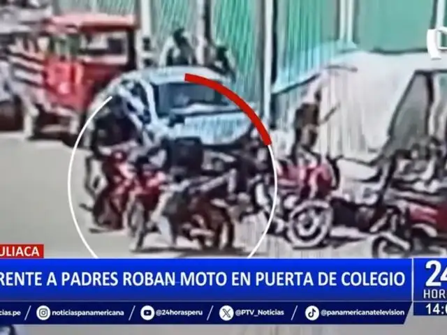 Delincuente se lleva una moto de la puerta de un colegio en Juliaca