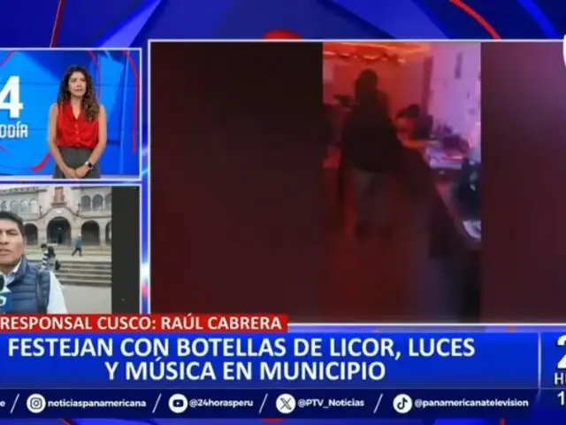 ¡El colmo! trabajadores del Municipio de Cusco festejan con bailes y licor en pleno horario laboral