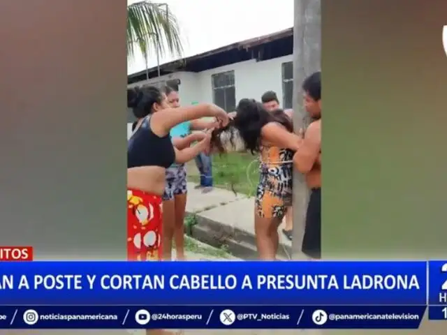 Justicia popular en Iquitos: Atan a poste y cortan el cabello a mujer por robar en vivienda