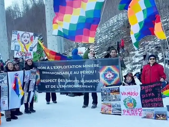 Dina Boluarte: peruanos en Zúrich protestan por llegada de presidenta al Foro Económico Mundial