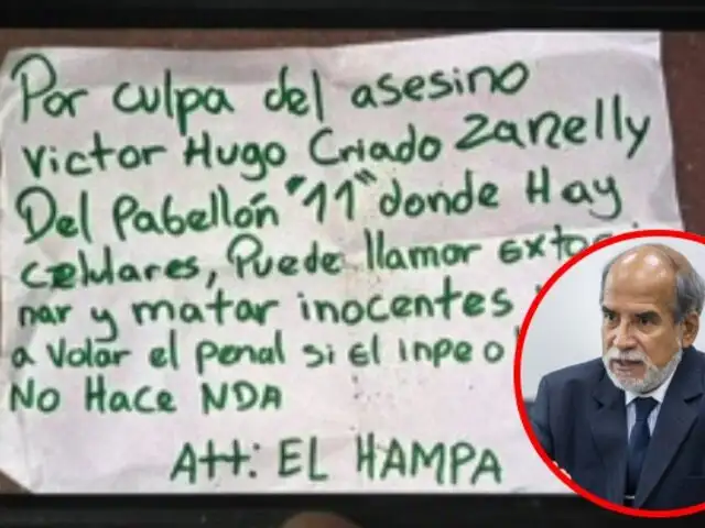 "El INPE jamás actúa porque un panfleto lo dice": Javier Llaque responde a amenaza con granada en penal Castro Castro