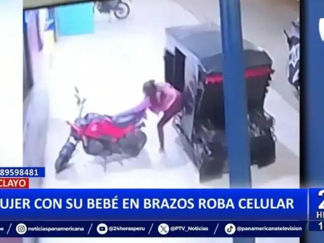 Chiclayo: Madre con su bebé en brazos roba celular