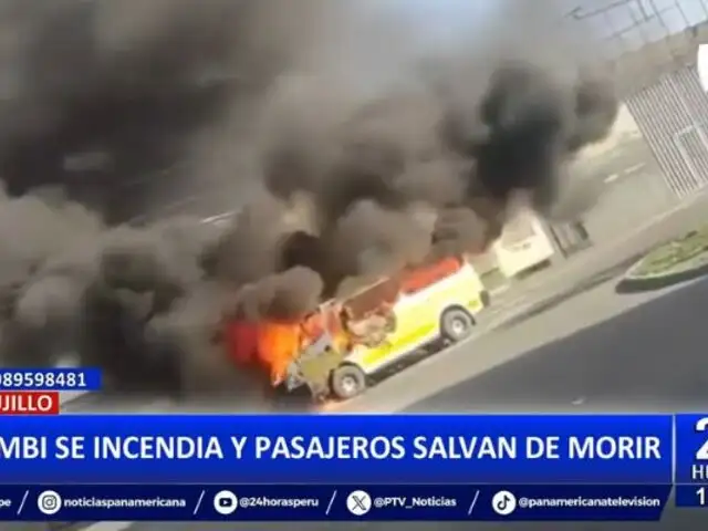 Trujillo: Combi se incendia y pasajeros se salvan de morir