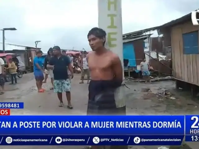 Iquitos: Capturan y amarran a poste a sujeto que intentó violar a mujer mientras dormía