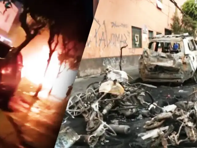 Cinco motocicletas y una camioneta quedan consumidos por incendio en una calle de La Victoria