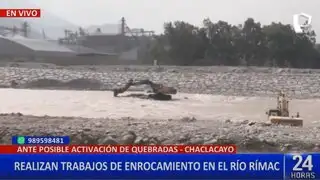 Realizan enrocamiento en la ribera del río Rímac ante alerta de lluvias intensas