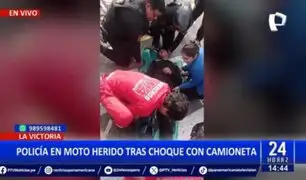 La Victoria: Policía en moto termina herido tras choque con camioneta