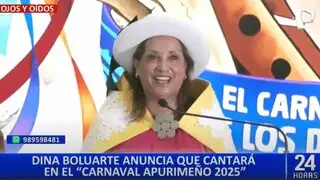 Dina Boluarte anuncia que cantará en el Carnaval Apurimeño 2025