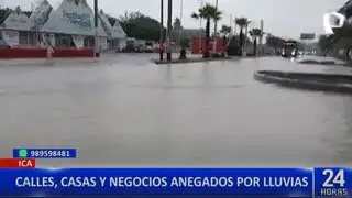 Lluvias intensas en Ica inundan calles y afectan viviendas y negocios