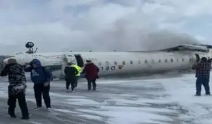 Avión de Delta Airlines se vuelca al aterrizar en Toronto por condiciones climáticas adversas