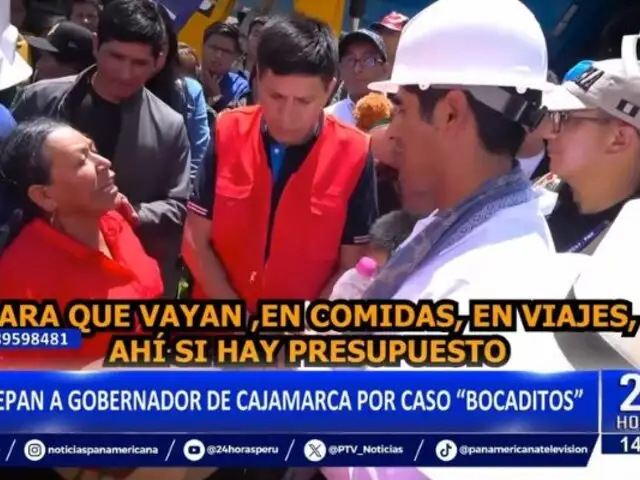 Mujer increpa a Gobernador de Cajamarca por gastos millonarios en bocaditos