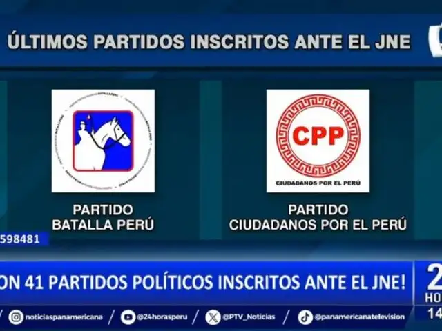 Elecciones 2026: Ya son 41 los partidos inscritos ante el JNE