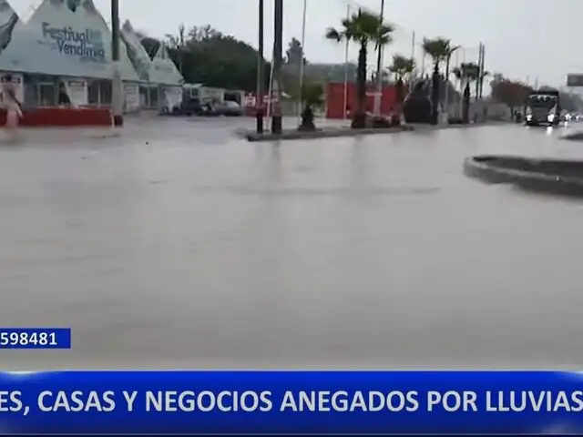 Lluvias intensas en Ica inundan calles y afectan viviendas y negocios