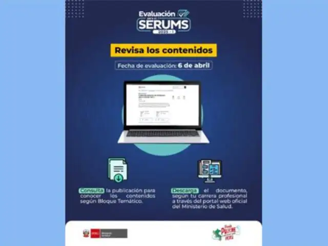 Ministerio de Salud: evaluación Serums 2025-I se realizará este 6 de abril