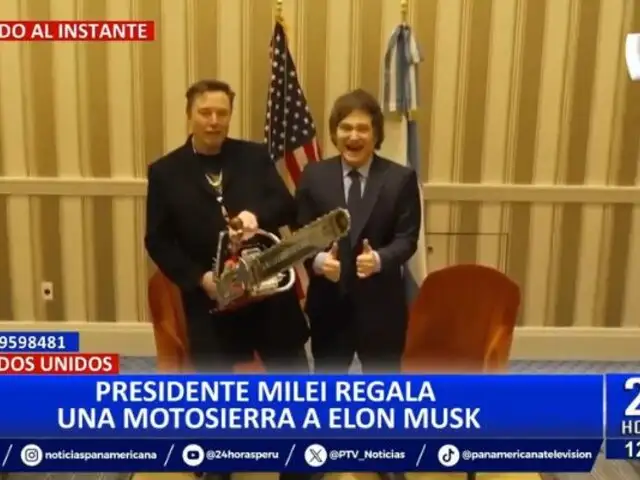 Javier Milei se reunió con Elon Musk y le regaló una motosierra