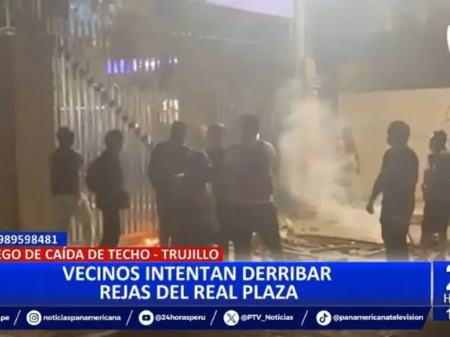 Vecinos intentan derribar rejas de Real Plaza Trujillo